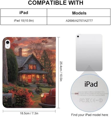 Cabins-Truck Lake Slim Fit Tablet Case Protective Stand Cover Shell Compatible with iPad 10代 (10.9in) in Kuwait