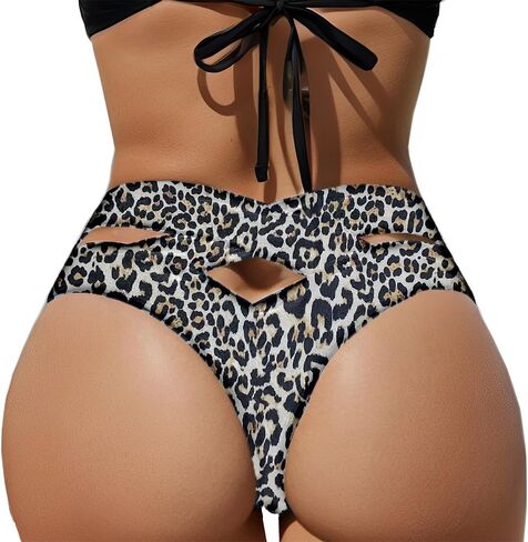 Women's Bikini Bottom Cheeky Swimsuit Criss Cross Cut Out Back Bathing Suit Bottoms in Kuwait