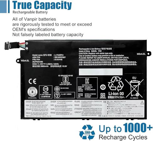 VANPIR L17M3P51 01AV446 بطارية كمبيوتر محمول 11.1 فولت بديلة لجهاز Lenovo ThinkPad E480 E485 E495 E580 E585 Series Notebook SB10K97607 L17C3P51 SB10K97609 01AV448 L17M3P52 01AV447 L17L3P51 01AV445 in Kuwait