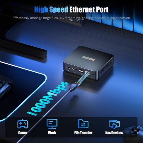كمبيوتر Trycoo WI6 Mini PC Alder Lake N95(يصل إلى 3.4 جيجا هرتز)، 16 جيجا DDR4 512 جيجا SSD، كمبيوتر مكتبي صغير 4K شاشة ثلاثية، Type-C، Dual HDMI، RJ45 LAN Ethernet، WiFi5، BT4.2 للمكتب والمنزل والأعمال in Kuwait