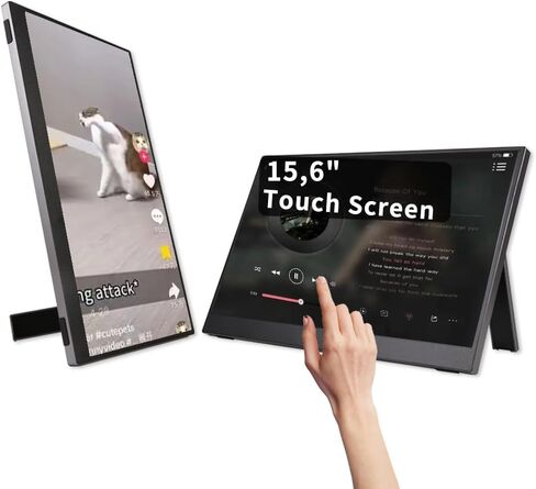 QQU 15.6 Inch Portable Monitor Touchscreen with Stand, Portable Travel Monitor 1080P IPS/HDR Laptop Screen Extender for Gaming and Computer Display, Compatible with Laptop PC Phone PS4/PS5 Switch in Kuwait