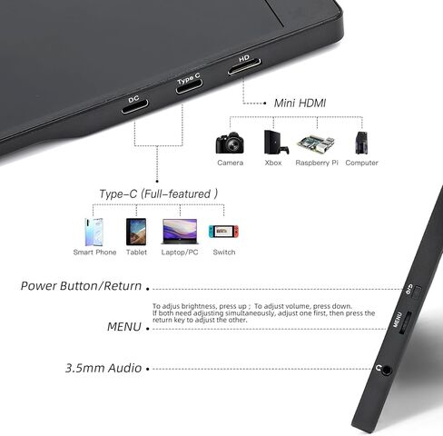 QQU 15.6 Inch Portable Monitor Touchscreen with Stand, Portable Travel Monitor 1080P IPS/HDR Laptop Screen Extender for Gaming and Computer Display, Compatible with Laptop PC Phone PS4/PS5 Switch in Kuwait