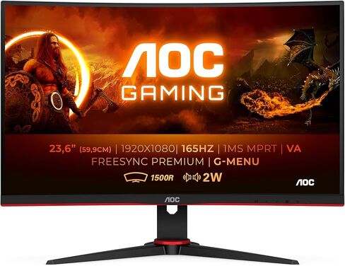 AOC - شاشات 23.6 VA 1920X1080 165 هرتز 1MS C24G2AE 250CDM2 2HDMI 2DP VGA MM in Kuwait