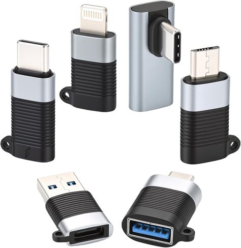 ELUTENG USB C مجموعات محولات مختلفة مع زاوية جانبية، USB A/Micro USB/OTG 6 حزم محول متنوع من النوع C لأجهزة iPhone وiPad وGalaxy والهواتف الذكية والأجهزة اللوحية وأجهزة الكمبيوتر المحمولة ومجموعة موصل USB in Kuwait