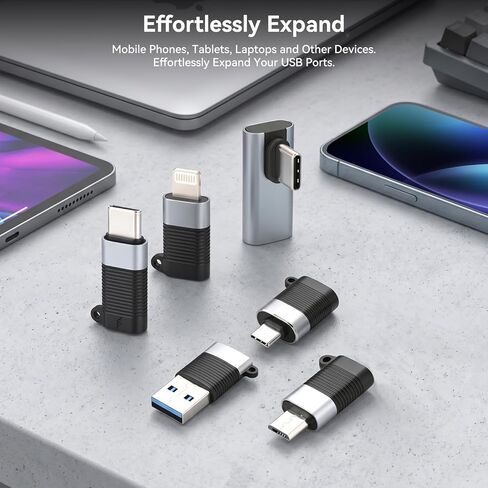 ELUTENG USB C مجموعات محولات مختلفة مع زاوية جانبية، USB A/Micro USB/OTG 6 حزم محول متنوع من النوع C لأجهزة iPhone وiPad وGalaxy والهواتف الذكية والأجهزة اللوحية وأجهزة الكمبيوتر المحمولة ومجموعة موصل USB in Kuwait