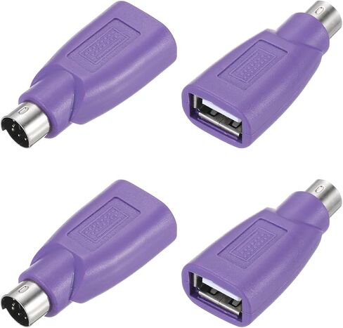 4 Pcs PS/2 to USB Port, PS/2 Male to USB Female Adapter for Wired Mouse Keyboard Desktop PC Laptop Notebook, Purple in Kuwait