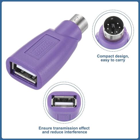 4 Pcs PS/2 to USB Port, PS/2 Male to USB Female Adapter for Wired Mouse Keyboard Desktop PC Laptop Notebook, Purple in Kuwait