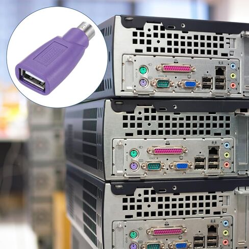 4 Pcs PS/2 to USB Port, PS/2 Male to USB Female Adapter for Wired Mouse Keyboard Desktop PC Laptop Notebook, Purple in Kuwait