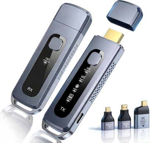 2026 Wireless HDMI Transmitter and Receiver 165FT/50M Plug & Play Wireless HDMI Extender Kit 4K Decoding 1080P@60Hz Output,Low Latency Dual-Band 5G+2.4G for Video & Audio to Projector/TV Box in Saudi Arabia