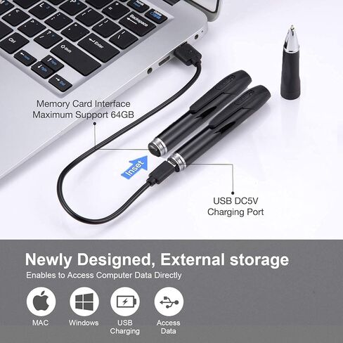 RoyalStar Pen Camera, Hidden Mini Spy Camera (with 64GB SD Memory Card) Portable Camera Pen Full 1080P HD Video Image Quality, Nanny Cam, Home, Office and Class Learning Black in Kuwait
