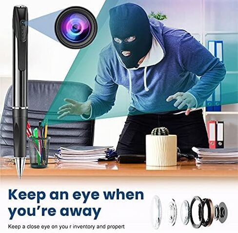 RoyalStar Pen Camera, Hidden Mini Spy Camera (with 64GB SD Memory Card) Portable Camera Pen Full 1080P HD Video Image Quality, Nanny Cam, Home, Office and Class Learning Black in Kuwait