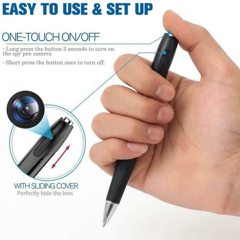 RoyalStar Pen Camera, Hidden Mini Spy Camera (with 64GB SD Memory Card) Portable Camera Pen Full 1080P HD Video Image Quality, Nanny Cam, Home, Office and Class Learning Black in Kuwait