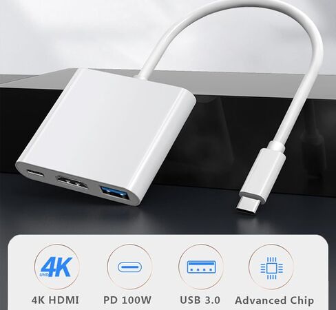 محول AV رقمي متعدد المنافذ USB C مع محور USB C 3 في 1، HDMI 4K، منفذ PD 100 واط لأجهزة MacBook وiPhone 15 وأجهزة Switch وغيرها in Kuwait