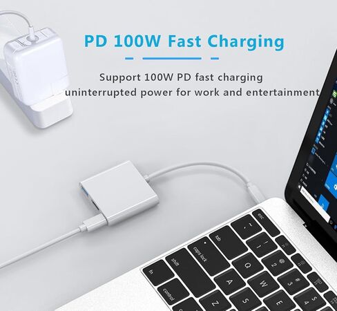 محول AV رقمي متعدد المنافذ USB C مع محور USB C 3 في 1، HDMI 4K، منفذ PD 100 واط لأجهزة MacBook وiPhone 15 وأجهزة Switch وغيرها in Kuwait
