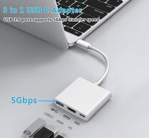 محول AV رقمي متعدد المنافذ USB C مع محور USB C 3 في 1، HDMI 4K، منفذ PD 100 واط لأجهزة MacBook وiPhone 15 وأجهزة Switch وغيرها in Kuwait