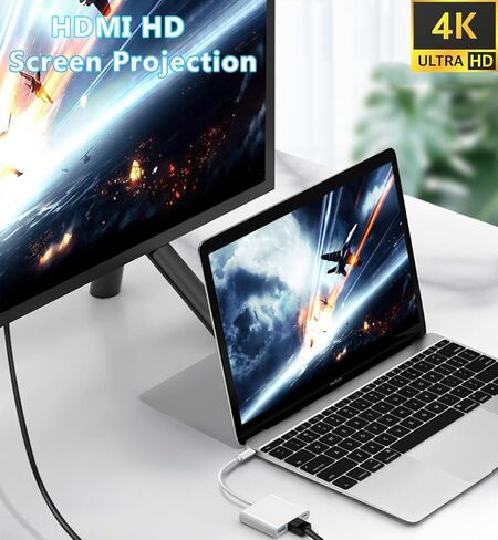 محول AV رقمي متعدد المنافذ USB C مع محور USB C 3 في 1، HDMI 4K، منفذ PD 100 واط لأجهزة MacBook وiPhone 15 وأجهزة Switch وغيرها in Kuwait
