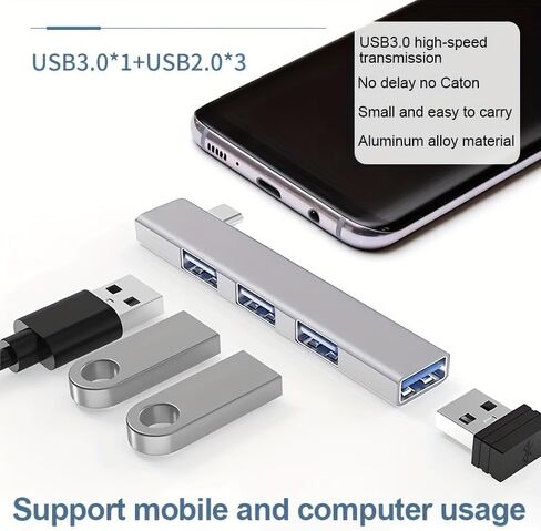 موزع USB C، محول USB C إيثرنت متعدد المنافذ، محول USB C متعدد المنافذ 4 في 1 لأجهزة الكمبيوتر المحمول والكمبيوتر المكتبي in Kuwait