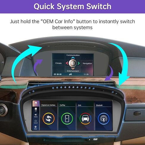 2026 Upgraded 8.8" Touchscreen Wireless CarPlay Android Auto Receiver Compatible with BMW 3 Series & 5 Series (2003-2008), CCC System – E60 E61 E90 E91 E92 E93 in Kuwait