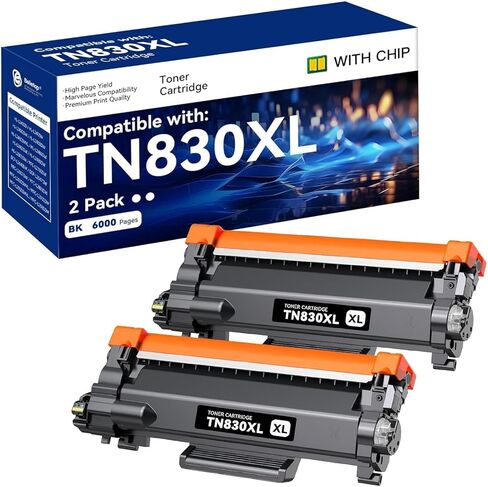 TN830 TN830XL 830XL Toner Cartridge High Yield Replacement for Brother TN-830 XL/V/R TN 830 XL TN-830XL use with HL-L2460DW DCP-L2640DW HL-L2405W MFC-L2820DW HL-L2480DW Printer (2 Black) in Kuwait