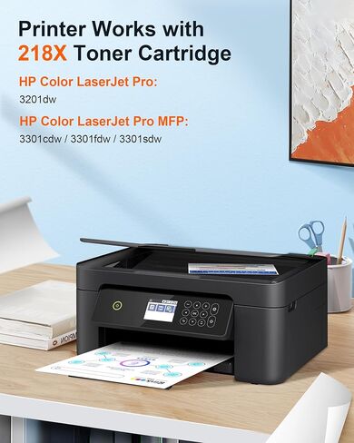 خراطيش حبر HP 218X متوافقة مع 4 عبوات مع شريحة HP Color LaserJet pro MFP 3301fdw 3301sdw متوافقة مع حبر 218X 218 218A لـ LaserJet pro MFP 3301fdw 3301sdw 3301cdw 3201dw W2180X in Kuwait