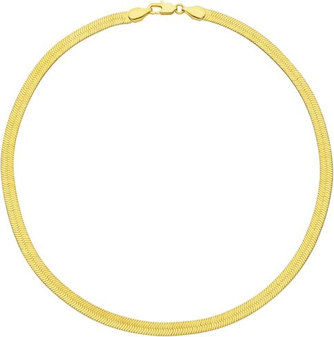 Wowshow Real Gold Plated Italian Snake Chain Necklace Flat Herringbone Choker Dainty Necklace Bracelet Set for Women 16-18-20 Inch in Saudi Arabia