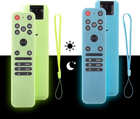 2-Pack Silicone Cover for LG MR25GA Remote (2025), Anti-Slip Shockproof Protective Case for MR25GA Compatible with 2025 LG OLED Smart TV C5 B5 G5 M5 Series Remote w/Lanyard (Glow Green+Glow Blue) in Saudi Arabia