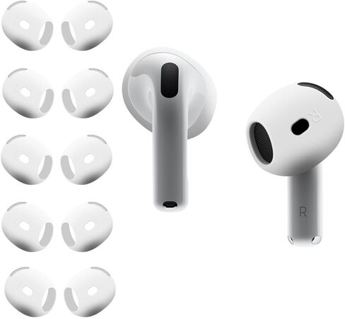 [5 Pairs] for AirPods 4 Ear Tips Covers, Sport Anti Slip Ear Skin Tips Accessories, Ultra Thin Slim Soft Silicone Ear Tips Earbuds Gel Cover Compatible with Apple AirPods 4th Generation (5 Colors Mix) in Kuwait