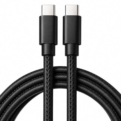 جلد سريع الشحن للهاتف USB-C إلى USB-C كابل شاحن هاتف USB أنيق لسلك مزامنة البيانات بطول 3.3 قدم للهواتف الذكية (USB-C إلى USB-C، بني) in Kuwait