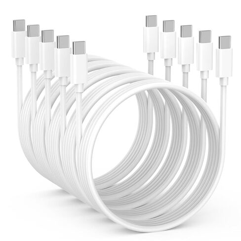 [5Pcs Fast Charging Cables] 5pcs USB-C to USB-C Fast Charging Cables, 3FT 60W High-Speed Data Sync Type C Charger Cable Cords Compatible with iPhone 17 16 15 Pro Max Series, White in Kuwait