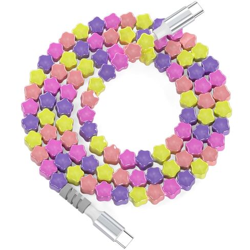 USB C to USB C Cable 6FT,60W Fast Charging Beaded Phone Charger Cord for iPhone 17 16 Pro Max 15/iPad 11th 10 Air for Samsung S26 S25 S24 S23 Ultra/A16 A17/Pixel/Android Women Girls for Car,PinkPurple in Kuwait