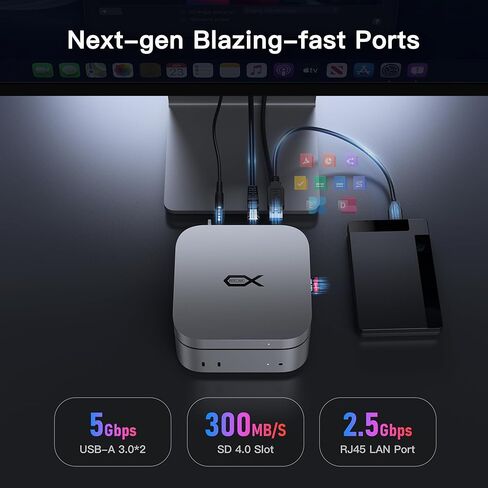 Mac mini M4 Dock, Beelink Mate Mini-A 80Gbps Docking Station, 2*M.2 PCIex2 SSD Slots, max 16TB Expansion, SD4.0 Card Slot, 2.5G LAN, 15W USB C PD3.0 Port, 2*USB A 5Gbps, 3.5mm Audio in Kuwait