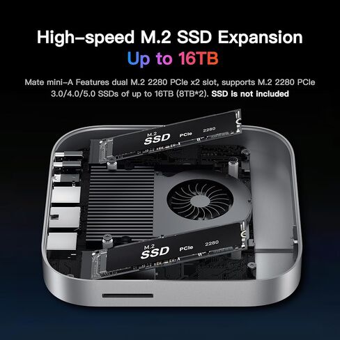 Mac mini M4 Dock, Beelink Mate Mini-A 80Gbps Docking Station, 2*M.2 PCIex2 SSD Slots, max 16TB Expansion, SD4.0 Card Slot, 2.5G LAN, 15W USB C PD3.0 Port, 2*USB A 5Gbps, 3.5mm Audio in Kuwait