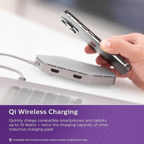 قاعدة شحن فيليبس إيليت USB-C للسفر مع Qi، 1 منفذ HDMI، 2 USB-A، قارئ SD، منفذ إيثرنت، DLK9121C/27 in Kuwait