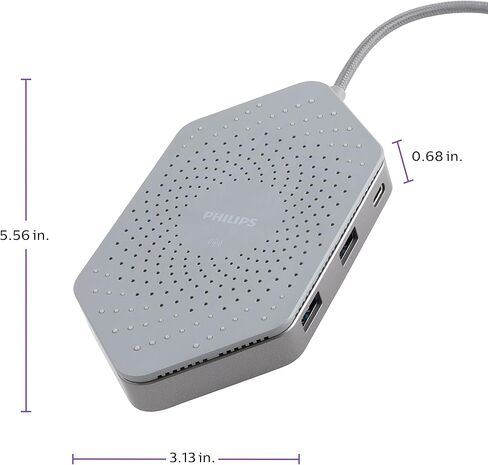 قاعدة شحن فيليبس إيليت USB-C للسفر مع Qi، 1 منفذ HDMI، 2 USB-A، قارئ SD، منفذ إيثرنت، DLK9121C/27 in Kuwait