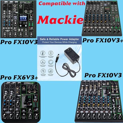 محول طاقة 12V2A لخلاط Mackie profx10v3 profx6v3. متوافق مع Mackie profx6v3 + profx10v3 + 6 قنوات احترافية لاستبدال شاحن سلك إمداد الطاقة للخلاط التناظري in Kuwait