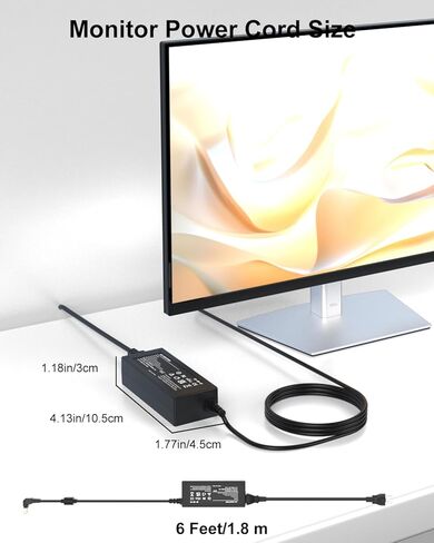 سلك طاقة شاشة 19 فولت متوافق مع سلك طاقة شاشة Asus 22 بوصة 23 بوصة 24 بوصة 25 بوصة 27 بوصة LED VX238H VX238H-W VX228 VX228H VX248 VG278Q VG278 VG279 VG279Q MX279H VX239H VX279H مزود الطاقة in Kuwait