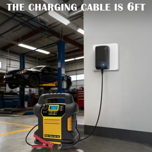 15V Charger Cord for Dewalt DXAEJ14 DXAEPS14 DXAEPS14CA 1600 1400 011-2070-4 Peak Cars Jump Starter Digital Air Compressor Portable Power Station AC Power Supply Charging Cable in Kuwait