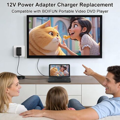 شاحن محول تيار متردد/تيار مستمر 12 فولت متوافق مع BOIFUN BFN-161 BFN-141 DP0168 مشغل فيديو DVD محمول كبير عالي الدقة شاشة دوارة شاحن بطارية قابل لإعادة الشحن DC12V 1.5 أمبير 18 وات كابل سلك إمداد الطاقة in Kuwait