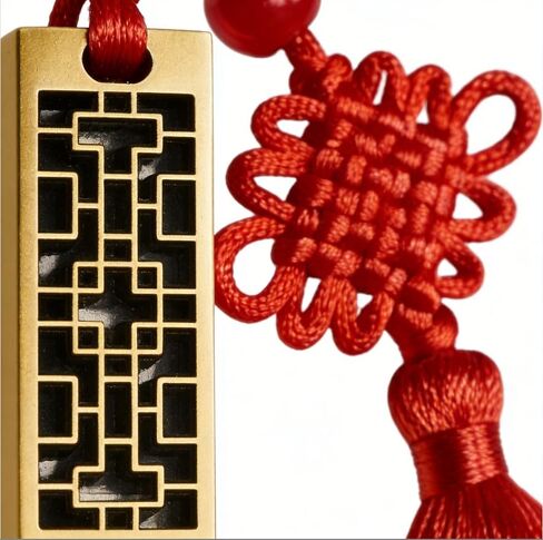 16GB USB Flash Drive, Retro Chinese Style Brass Metal, Hollowed-Out Window Pattern Design with Chinese Knot Tassel Hanging Cord in Kuwait