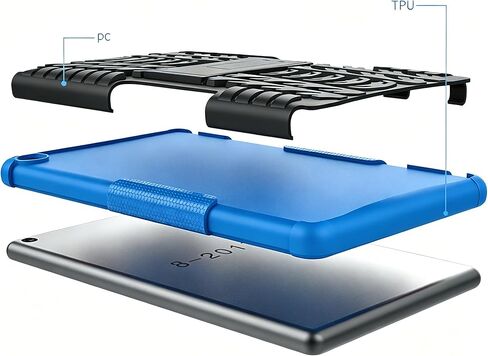 for Kindle fire hd 8 / hd 8 Kids Tablet case 8th 7th Generation 2018 2017 Kickstand Heavy Duty Shockproof Cover (Blue) in Kuwait