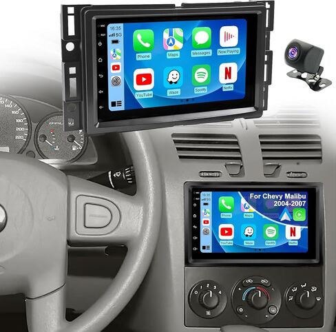 5G WiFi ترقية راديو السيارة لسيارة Chevy Chevolet Malibu 2004 2005 2006 2007، وحدة رأس ستيريو بشاشة لمس 7 بوصة مع Carplay لاسلكي Android Auto GPS Navigation FM Bluetooth SWC HD كاميرا احتياطية in Kuwait