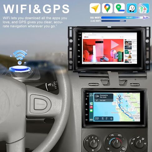 5G WiFi ترقية راديو السيارة لسيارة Chevy Chevolet Malibu 2004 2005 2006 2007، وحدة رأس ستيريو بشاشة لمس 7 بوصة مع Carplay لاسلكي Android Auto GPS Navigation FM Bluetooth SWC HD كاميرا احتياطية in Kuwait