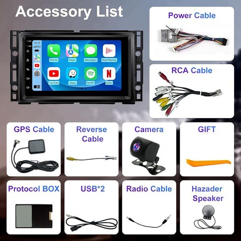 5G WiFi ترقية راديو السيارة لسيارة Chevy Chevolet Malibu 2004 2005 2006 2007، وحدة رأس ستيريو بشاشة لمس 7 بوصة مع Carplay لاسلكي Android Auto GPS Navigation FM Bluetooth SWC HD كاميرا احتياطية in Kuwait