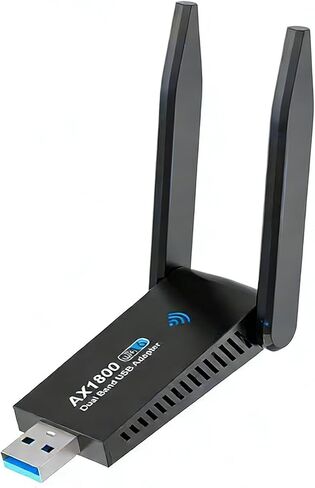 محول واي فاي بسرعة 1800 ميجابت في الثانية للكمبيوتر المكتبي - محول USB WiFi 6 مع هوائيات مزدوجة عالية الكسب 5dBi، نطاق مزدوج 2.4 جيجا هرتز/5 جيجا هرتز لأجهزة الكمبيوتر المحمول المتوافقة مع Windows11/10/8/7 - AX1830 in Kuwait