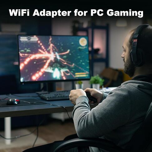 محول واي فاي بسرعة 1800 ميجابت في الثانية للكمبيوتر المكتبي - محول USB WiFi 6 مع هوائيات مزدوجة عالية الكسب 5dBi، نطاق مزدوج 2.4 جيجا هرتز/5 جيجا هرتز لأجهزة الكمبيوتر المحمول المتوافقة مع Windows11/10/8/7 - AX1830 in Kuwait
