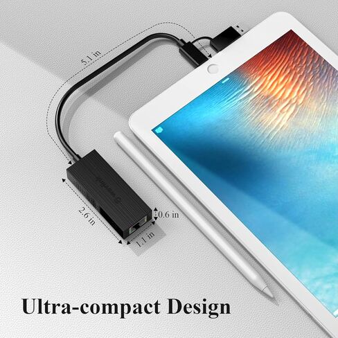 USB-C/A to 2.5 Gigabit Ethernet Adapter, Compact & Portable 2-in-1 USB 3.2 Type-A/Type-C to 2500Mbps RJ45 LAN Converter, Compatible for Microsoft Windows Mac OS iPadOS in Kuwait