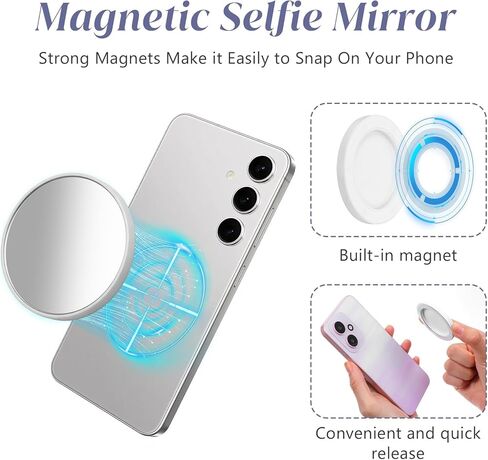 Selfie Magnetic Mirror Convex Wide-Angle Mirror for Phone Back Camera Selfies Logging Streaming Video Recording Video Conference Photography in Kuwait