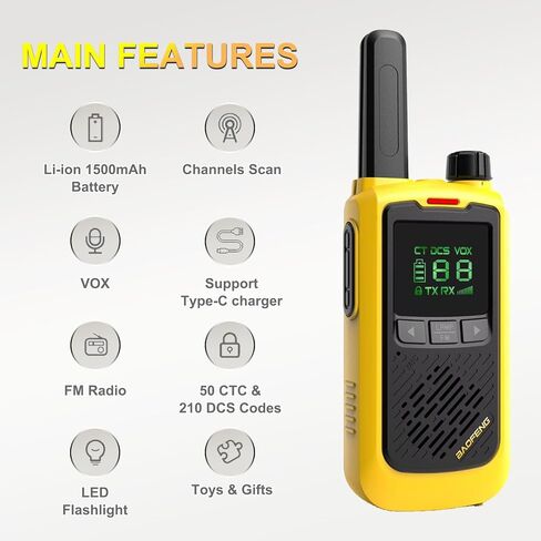 Walkie Talkies for Kids Adults Baofeng Radio BF-T17, 22 CH 462MHz 467MHz FRS Two-Way Radios with 1500mAh Rechargeable Type-C Battery Handheld Transceiver for Outdoor Camping Hiking (2 Pack) in Kuwait