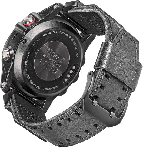 حزام QuickFit من الجلد الناعم مقاس 20/22/26 مم مع فتحات صف مزدوج لـ Fenix ​​5S/5S Plus/5/6S/6S Pro/6/6/7S (43 مم) /7/8/وInstinct 2S/2S Solar (40 مم) - مخيط يدويًا بمحول الكل في واحد ومشبك آمن مزدوج الصف. in Kuwait