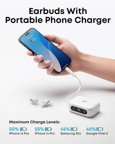 Soundcore P41i من Anker، سماعات أذن متكيفة مع خاصية إلغاء الضوضاء مع شاحن هاتف محمول ومحول Lightning مدمج، وقت تشغيل 12 ساعة، 192 ساعة مع حافظة (متجددة) in Kuwait